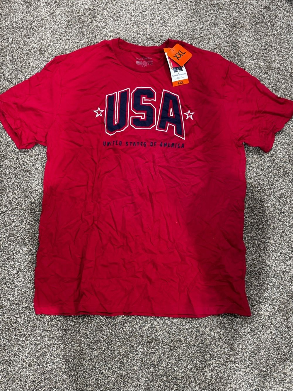 Red USA Graphic Short-Sleeve Men's T-Shirt, Size XXL